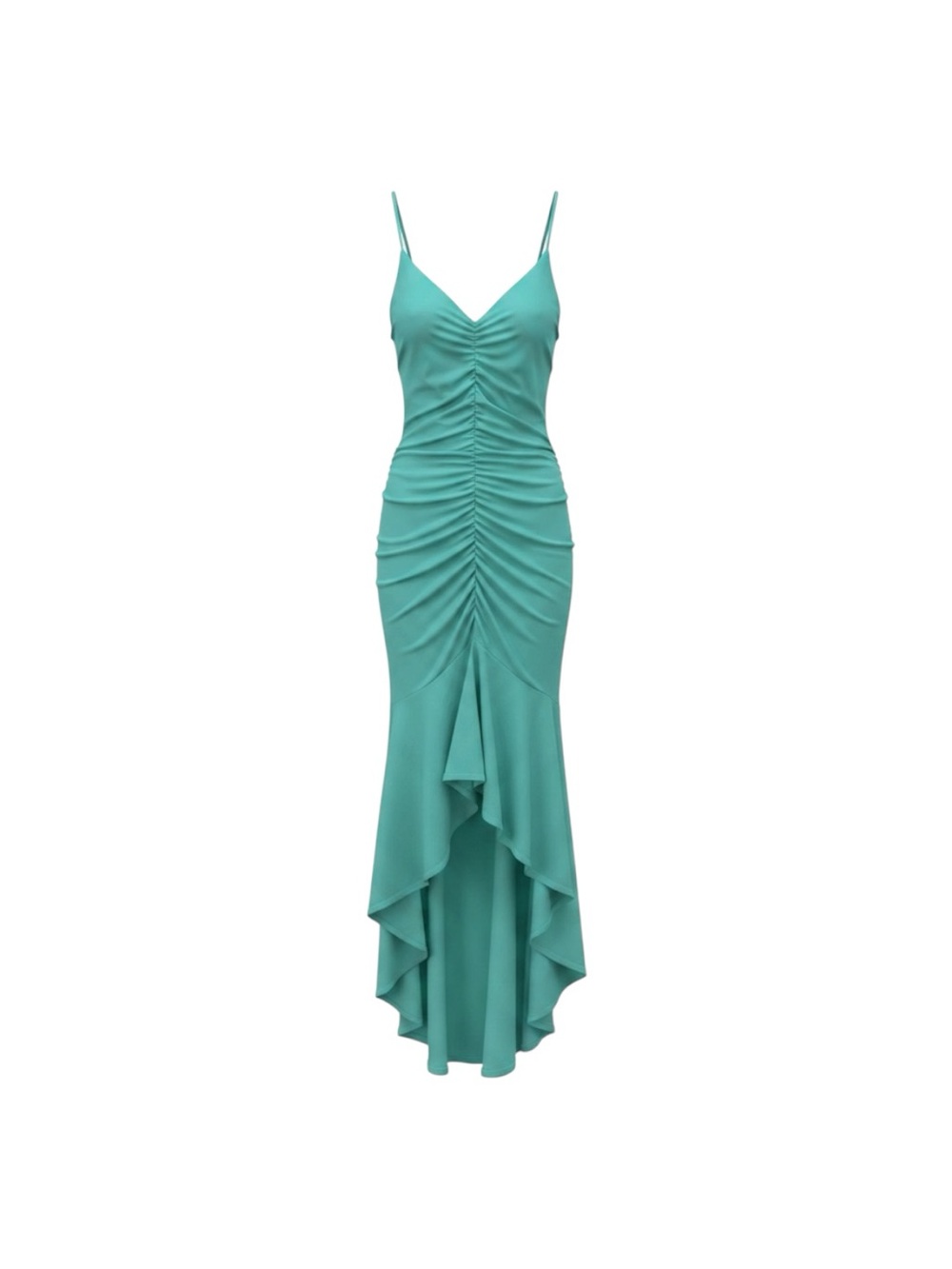 Susana Monaco String Gathered High-Low Dress NWT “La Plage” Seafoam Ruched - S